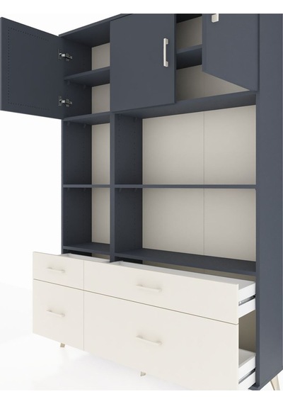 Arges Dolap 8 Raflı 4 Çekmeceli 3 Kapaklı 132x30x195 Antrasit-antrasit/aytaşı Antrasıt/aytası Arges Dolap 8 Raflı 4 Çekmeceli 3 Kapaklı 132x30x195 Antrasit-antrasit/aytaşı Antrasıt/aytası