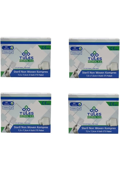 Tules 5 li Steril Non Woven Kompres Spanç 7,5 x 7,5cm 6000 Adet