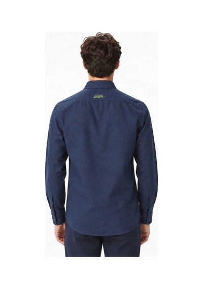 Lacoste Mens Slim Fit Navy Shirt Dar Kesim Pamuklu Erkek Gömlek Lacivert