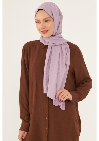 Mirsoy Scarf Dalga Desen İpeksi Jakar Şal - Lila Lila