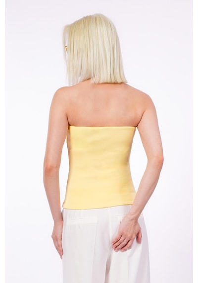 Seeh Sarı Straplez Basic Kadın Bluz Sh247 Standart