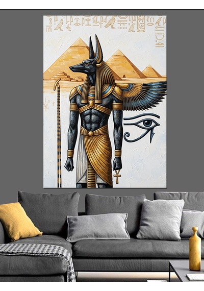 Ahşap Tablo Antik Mısır Tanrısı Anubis