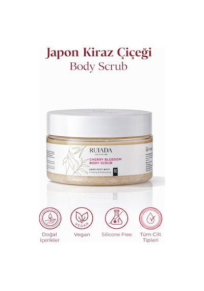 Japon Kiraz Çiçeği Body Scrub Besleyici Arındırıcı Nemlendirici Vücut Peelingi 250 Ml.