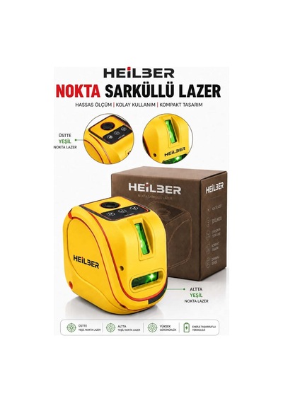 Heilber Ba011513 Yeşil Nokta Şaküllü Lazer Hizalama Cihazı Profesyonel Lazer Terazi Kompakt