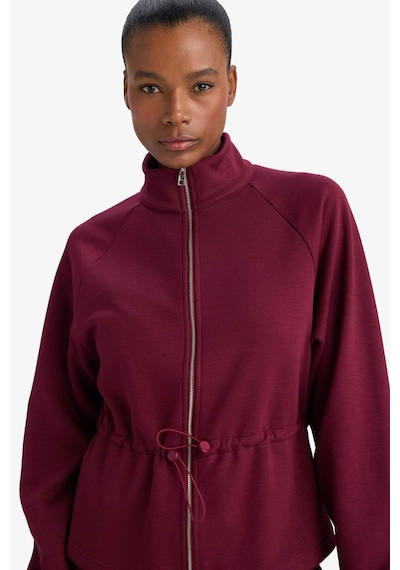 Defacto Standart Fit Dik Yaka Fermuarlı Beli Lastikli İçi Yumuşak Tüylü Modal Hırka G4368ax25wnbr170 Bordo-br170