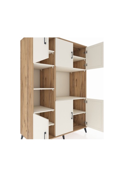 Kronos Dolap 9 Raflı 6 Kapaklı 132x59x195 Çam-aytaşı/aytaşı Çam