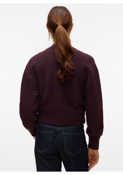 Vero Moda Bordo Kadın Fermuarlı Kazak Vmhanna Ls O-neck Zıpper Cardıgan B