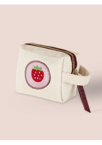 The Mia Kyd0042 Meyve Nakışlı Çanta Çilek 14x12 Cm Lacivert - Bej - Bakır