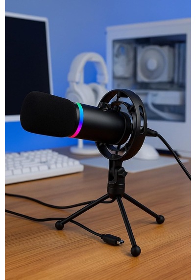Rgb Profesyonel Stüdyo Mikrofon Kayıt Usb/xlr Çift Modlu Podcast Dinamik Mikrofon Masaüstü Canlı Yayın Mikrofonu