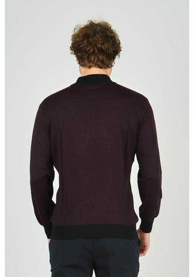 Woolen World Erkek Yarım Balıkçı Yaka Triko Kazak 5223 Bordo Bordo