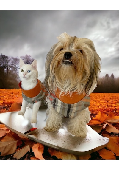 Kemique Stripe Orange Su İtici Kedi Yağmurluğu