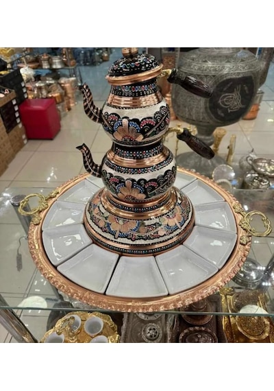 12 Kişilik Ocaklı Demlikli Bakır Kahvaltı Sunumluğu Full Set Diğer