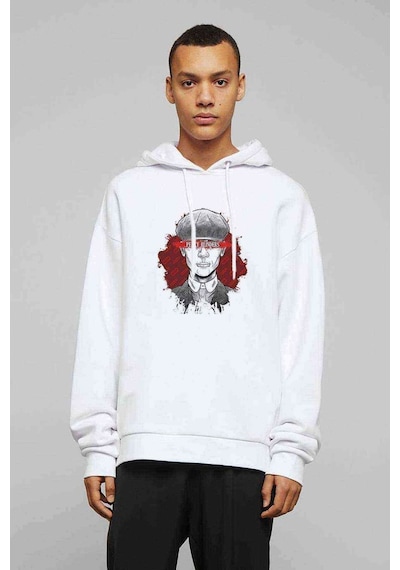 Peaky Bılnders Baskılı Beyaz Erkek Örme Kapşonlu Sweatshirt (531036057)