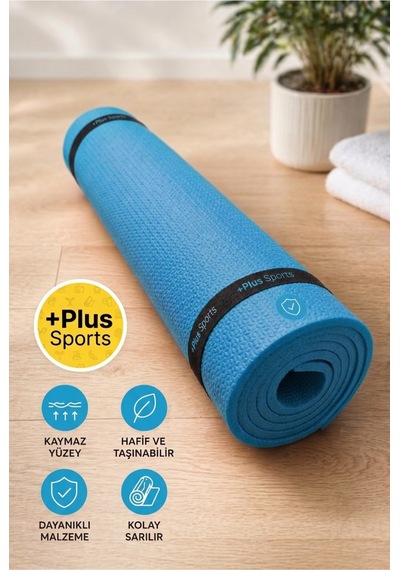 7 Mm Pilates Matı Yoga Matı Spor Minderi Yer Matı Egzersiz Minderi 140 Cm X 50 Cm Mavi Mavi