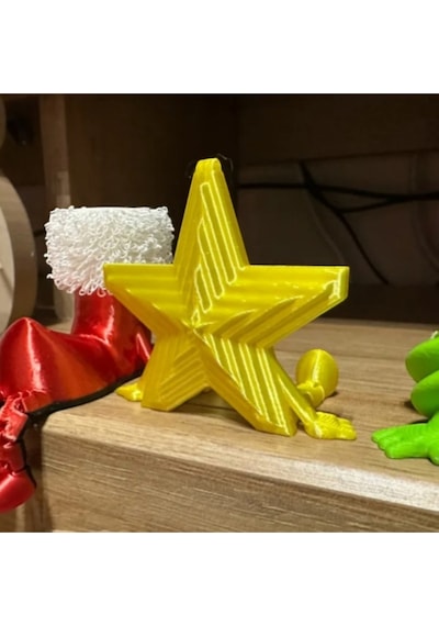 3d Baskı Yılbaşı Oturan Yıldız Figür Dekor Süsü - 4 Adet