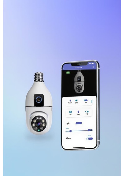 Ampul Kamera Wifi 360 Panoramik Gece Görüş Hareket Algılayıcı Güvenlik Kamerası Cmr13 Beyaz