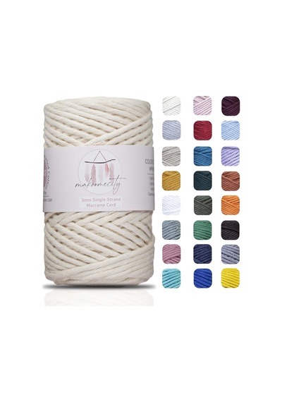 Ayrex Tek Telli Makrome İpi 3 Mm X 100 Metre 328 Fit 3mm Tek Telli Doğal Pamuk İp, Makrome Sanat Ve El Sanatları İ
