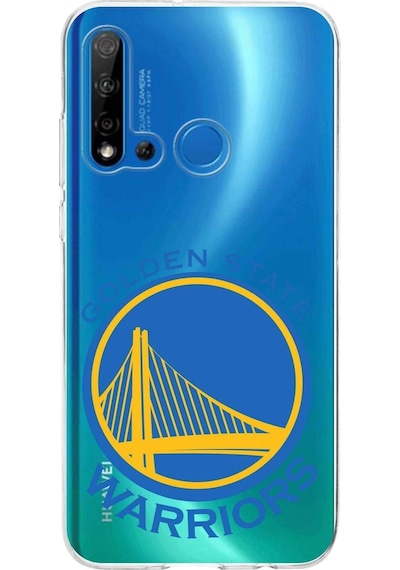 Huawei P20 Lite 2019 Uyumlu Kapak Golden State Warriors Tasarımlı Şeffaf Silikon Kılıf Şeffaf