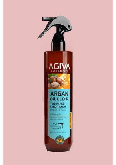 Agiva Argan Oil Elixir Onarıcı ve Isı Koruyucu ve Çift Fazlı Fön Suyu 400 ML