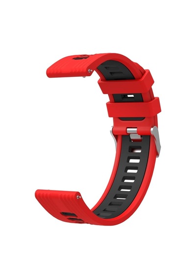 Huawei Watch Gt 2 46mm İle Uyumlu Silikon Spor Kordon, Çizgili Tasarım, Renkli Delikli, Kırmızı, Krd-55-gt2-46-22mm-kırsyh