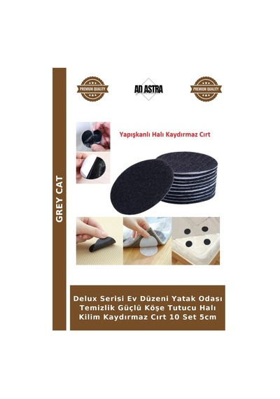 Delux Serisi Ev Düzeni Yatak Odası Temizlik Güçlü Köşe Tutucu Halı Kilim Kaydırmaz Cırt 10 Set 5cm