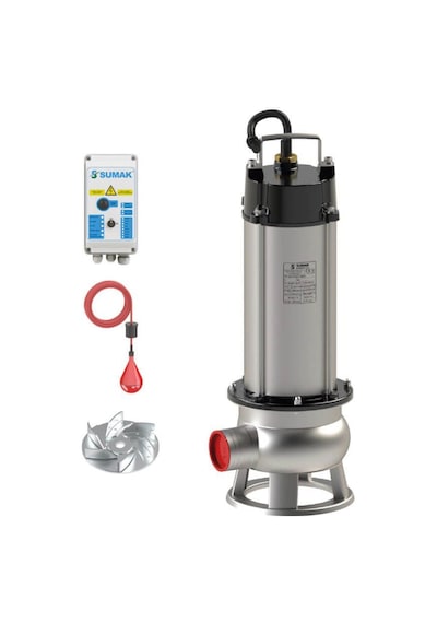 Sumak Sdtv 20/2 İnox Komple Paslanmaz Vortex Çarklı Foseptik Dalgıç Pompa 380 Volt 2.2 Hp 13 Mss