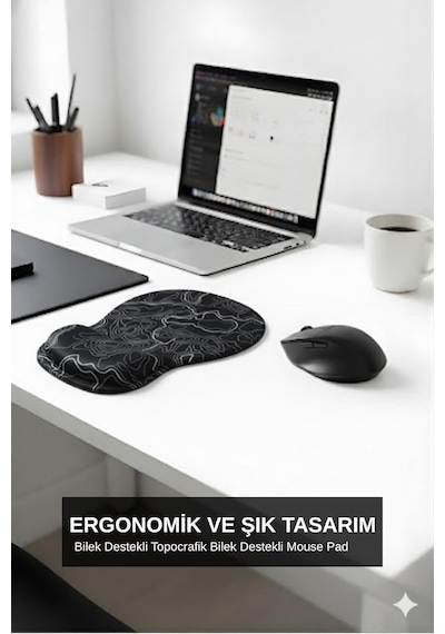 Topowave Bilek Destekli Mouse Pad Ergonomik Kaymaz Taban Masa Pedi Bilek Koruyucu Dijital Mouse