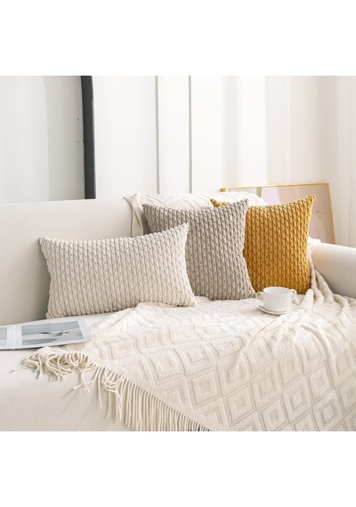 4'lü Set Nötr Dekoratif Yastık Kılıfı 45x45 Cm Kadife Kırlent Kılıfları Yatak Kanepe Kanepe Oturma Odası İçi Çok Renkli