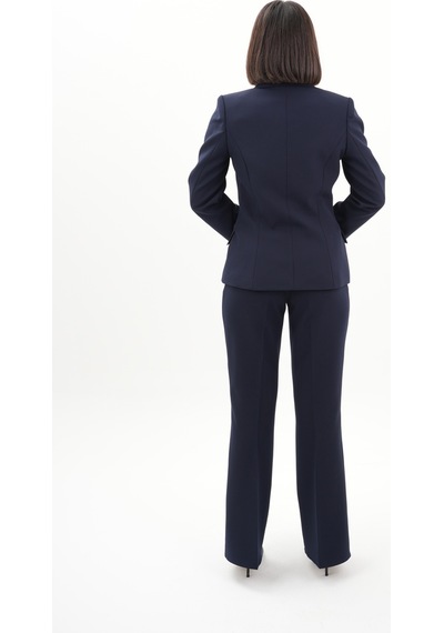 Velnara Moda Lacivert Modern Klasik Kadın Takım Elbise - Düğme Detaylı Ceket & İspanyol Paça Pantolon Lacivert - 942450642 Lacivert