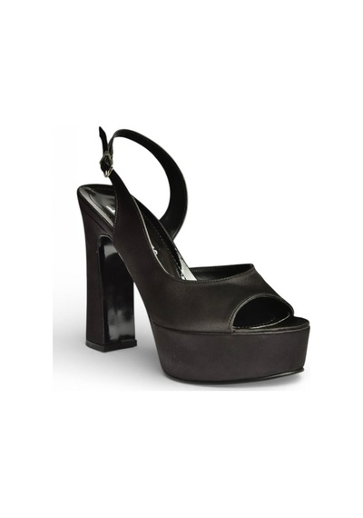 Fox Shoes S246059904 Siyah Kumaş Kalın Platform Topuklu Kadın Ayakkabı Siyah