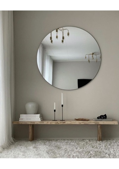 Yuvarlak Ayna, Dekoratif Ayna, Konsol Aynası, Hol Aynası, Dresuar Aynası 60cm Çap 60 X 60 Gümüş
