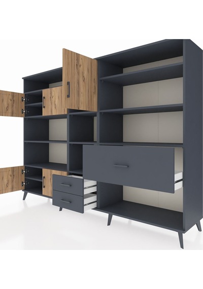 Hyperion Dolap 13 Raflı 3 Çekmeceli 5 Kapaklı 220x44x163 Antrasit-çam/antrasit Atlas Çam/antrasıt - Antrasıt Hyperion Dolap 13 Raflı 3 Çekmeceli 5 Kapaklı 220x44x163 Antrasit-çam/antrasit Atlas Çam/antrasıt - Antrasıt