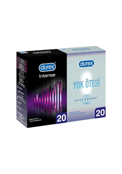 Durex Intense Prezervatif 20'li + Yok Ötesi Ultra Kaygan Prezervatif 20’li Durex Intense Prezervatif 20'li + Yok Ötesi Ultra Kaygan Prezervatif 20’li