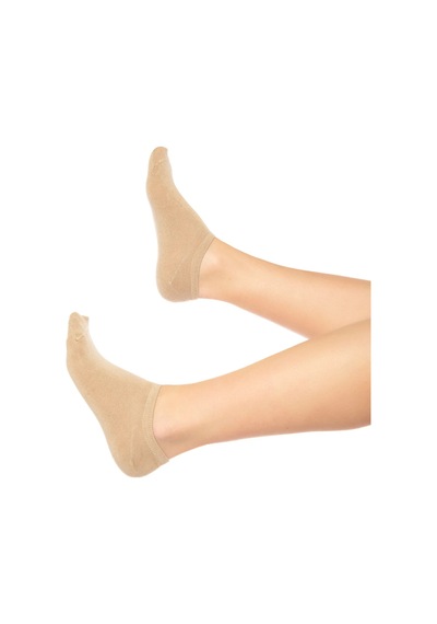 Saysez Bambu Kadın Sneaker Bej Çorap Dikişsiz Görünmez Bilekte Spor Çorap Premium 4'lü Paket Renkli