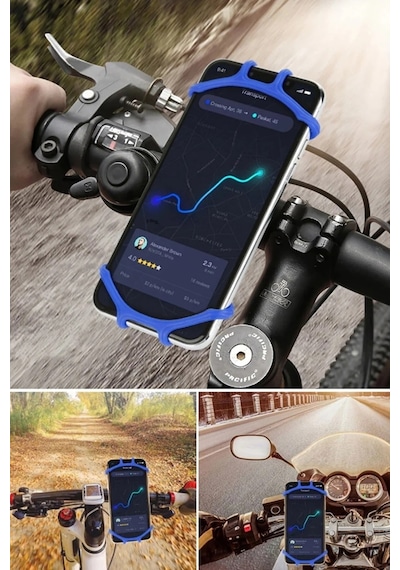 Orjinal Universal Bisiklet Telefon Tutucu Motorsiklet Direksiyon Silikon Gidon Tutucu Aparatı Esnek Siyah