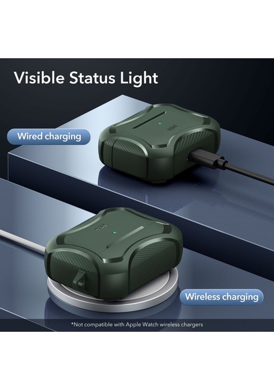Apple AirPods Uyumlu Pro / Pro 2 Kılıf - Cyber Armor Tough Halolock Magsafe Kılıf Yeşil