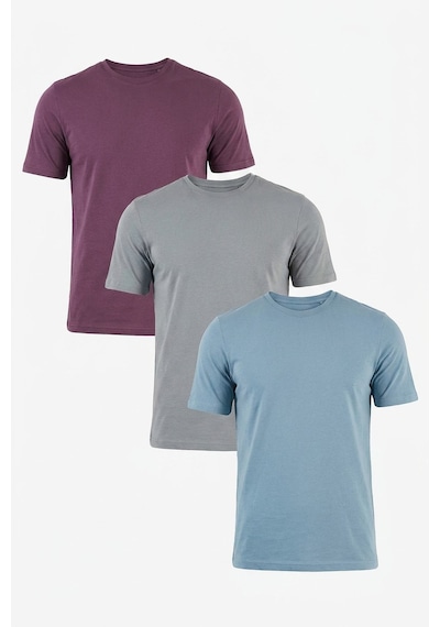 Buratti Pamuklu Regular Fit Bisiklet Yaka 3'lü Paket T Shirt Erkek T Shirt 59020204s3 Mürdüm-mavi-açık Gri
