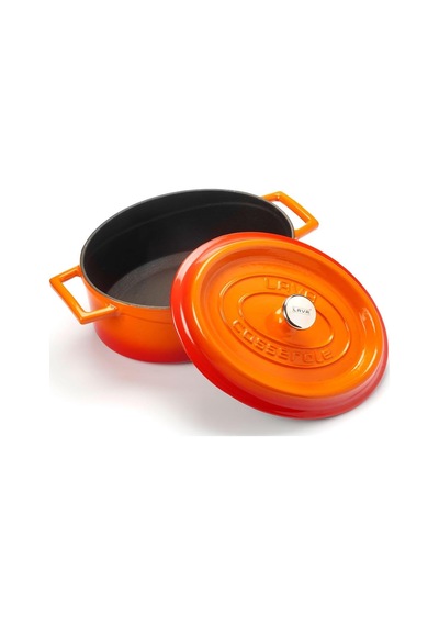 Cookware Trendy Dökme Demir Emaye Güveç Tenceresi/kızartma Tavası, Oval, 25 Cm, 3,19 L, Turuncu Diğer