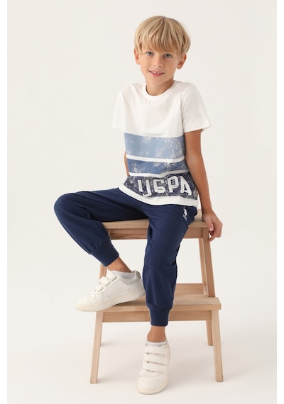 U.S. Polo Assn. Lisanslı Trilinear Krem Erkek Çocuk Pijama Takımı 5274-43178 Krem