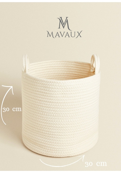 Mavaux Çok Amaçlı, 30cm-30cm Orta Boy, Yanları Saplı, Sepet, Jüt, Hasır, Dokuma Sepet, Düzenleyici Beyazorta