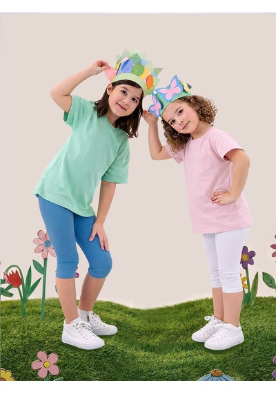 Denokids Kız Çocuk Tayt 2'li Paket Pamuk Krem ve Mavi Tayt Yazlık