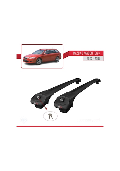 Mazda 6 Gg1 2002-2007 Arası İle Uyumlu Ace-1 Ara Atkı Tavan Barı Siyah