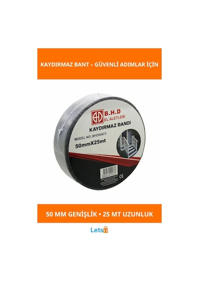 Kaydırmaz Siyah Bant 50 Mm X 25 Mt Güvenlik Bant 1 Adet