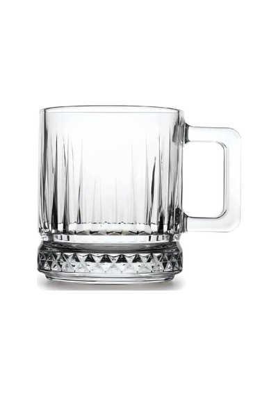 6'li Cam Kahve Fincanı,espresso Fincanı Seti 140 Ml Kulplu Cam Kupa Bardak Şeffaf Desenli Glass Mug Şeffaf Diğer