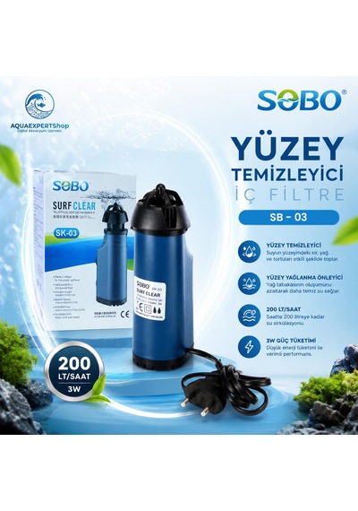 Sobo Yüzey Temizleyici İç Filtre - Yüzey Temizleyici - Yüzey Yağlanma Önleyici - 200 Lt/saat - Aktif Temizlik - 3w - Sk-03