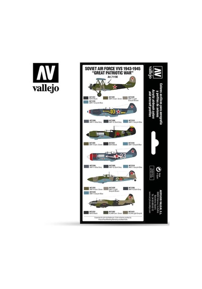 Vallejo 71198 16x18 Ml. 1943 To 1945 Great Patriotic War , Model Air Serisi Model Boyası Seti Renkli