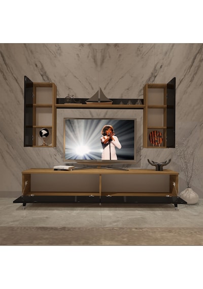 Decoraktiv Eko 7 Mdf Std Silver Tv Ünitesi Tv Sehpası Pera - Siyah