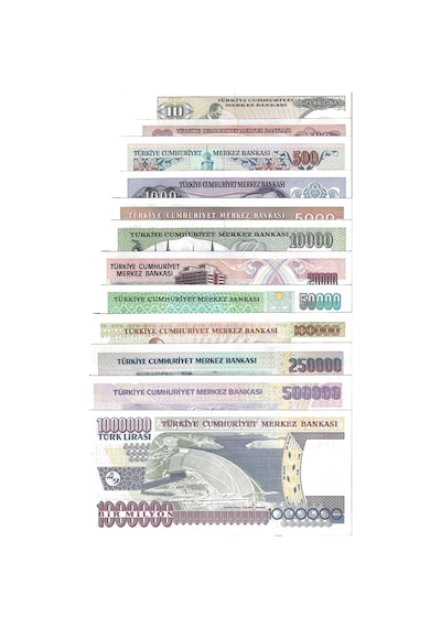 Türkiye 7,emisyon Tam Set Yerli Kağıt Para Çil Unc Koleksiyon Para 12 Parça