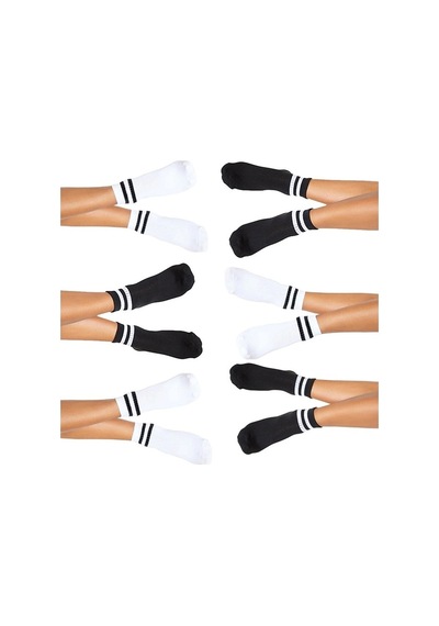 Hepsine Rakip Unisex Çizgili Pamuklu Tenis Ekonomik Spor Kısa Çorap 6'lı
