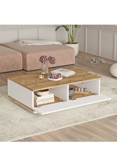 Aven Orta Sehpa 60x90cm 2 Kapaklı Çam-beyaz Ave14-aw Beyaz - Çam